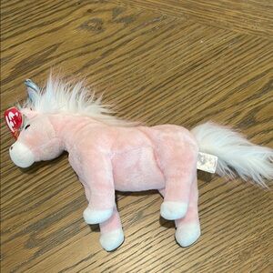 Ty Pink and White Stuffed Unicorn Beanie Baby.